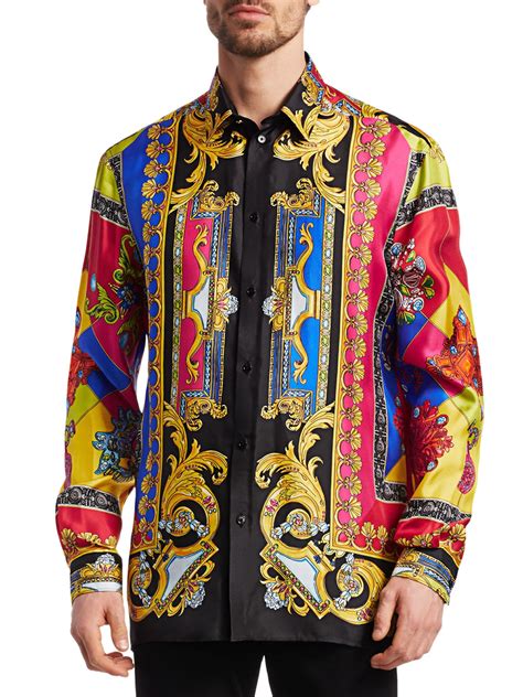 mens versace silk print shirts|versace collection men shirt sale.